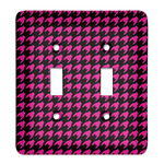 Houndstooth w/Pink Accent Light Switch Cover (2 Toggle Plate)