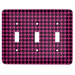 Houndstooth w/Pink Accent Light Switch Cover (3 Toggle Plate)