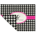 Houndstooth w/Pink Accent Double-Sided Linen Placemat - Single w/ Couple's Names