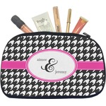 Houndstooth w/Pink Accent Makeup / Cosmetic Bag - Medium (Personalized)