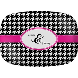 Houndstooth w/Pink Accent Melamine Platter (Personalized)