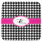 Houndstooth w/Pink Accent Memory Foam Bath Mat 48 X 48