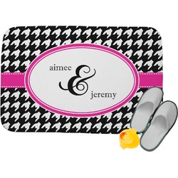 Houndstooth w/Pink Accent Memory Foam Bath Mat - 24"x17" (Personalized)