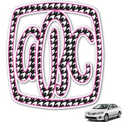 Houndstooth w/Pink Accent Monogram Car Decal (Personalized)