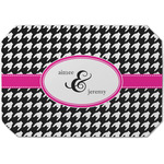 Houndstooth w/Pink Accent Dining Table Mat - Octagon (Single-Sided) w/ Couple's Names