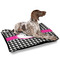 Houndstooth w/Pink Accent Outdoor Dog Beds - Large - IN CONTEXT