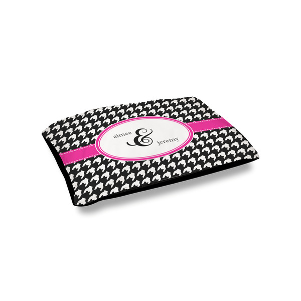 Custom Houndstooth w/Pink Accent Outdoor Dog Bed - Small (Personalized)