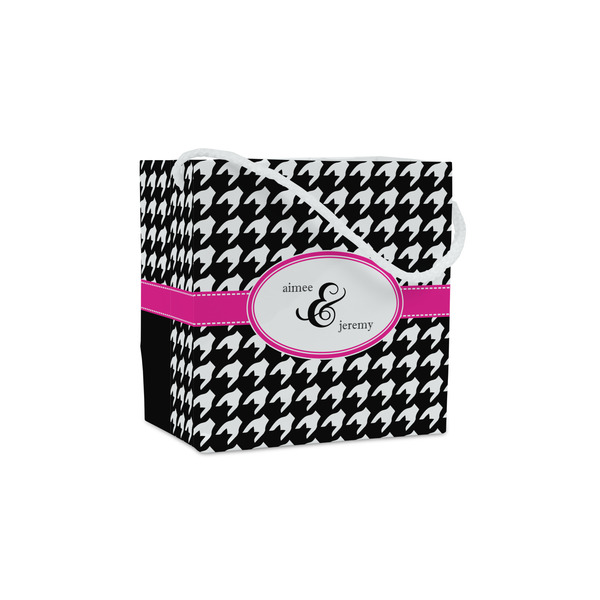 Custom Houndstooth w/Pink Accent Party Favor Gift Bags (Personalized)