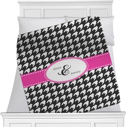 Houndstooth w/Pink Accent Minky Blanket - Toddler / Throw - 60"x50" - Double Sided (Personalized)