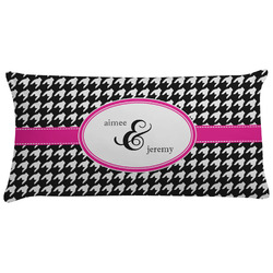 Houndstooth w/Pink Accent Pillow Case - King (Personalized)