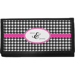 Houndstooth w/Pink Accent Canvas Checkbook Cover (Personalized)