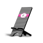 Houndstooth w/Pink Accent Cell Phone Stand (Small) (Personalized)