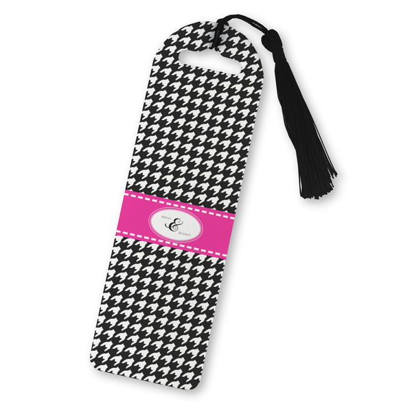 Custom Houndstooth w/Pink Accent Plastic Bookmark (Personalized)