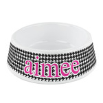 Houndstooth w/Pink Accent Plastic Dog Bowl - Small (Personalized)