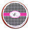 Houndstooth w/Pink Accent Printed Icing Circle - Large - On Cookie