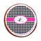 Houndstooth w/Pink Accent Printed Icing Circle - Medium - On Cookie