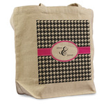 Houndstooth w/Pink Accent Reusable Cotton Grocery Bag - Single (Personalized)