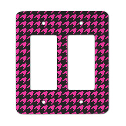 Houndstooth w/Pink Accent Rocker Style Light Switch Cover - Two Switch