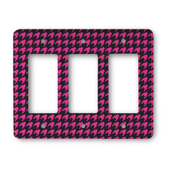 Houndstooth w/Pink Accent Rocker Style Light Switch Cover - Three Switch