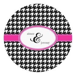 Houndstooth w/Pink Accent Round Decal - Large (Personalized)