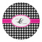 Houndstooth w/Pink Accent Round Paper Coaster - Approval