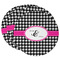 Houndstooth w/Pink Accent Round Paper Coaster - Main