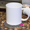 Houndstooth w/Pink Accent Round Paper Coaster - With Mug