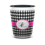 Houndstooth w/Pink Accent Ceramic Shot Glass - 1.5 oz - Two Tone - Single (Personalized)