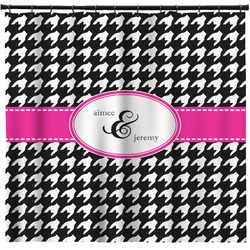 Houndstooth w/Pink Accent Shower Curtain - Custom Size (Personalized)