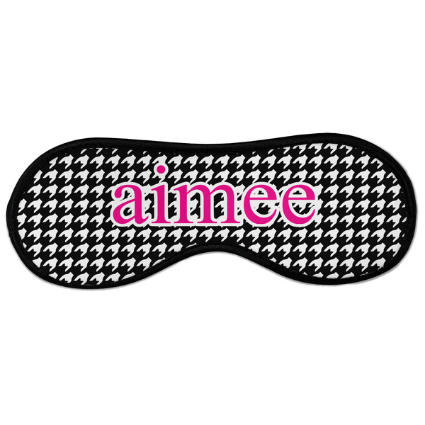 Custom Houndstooth w/Pink Accent Sleeping Eye Masks - Large (Personalized)