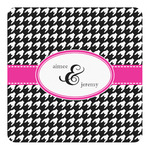 Houndstooth w/Pink Accent Square Decal - Large (Personalized)