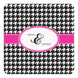 Houndstooth w/Pink Accent Square Decal - Large (Personalized)