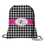 Houndstooth w/Pink Accent Drawstring Backpack (Personalized)