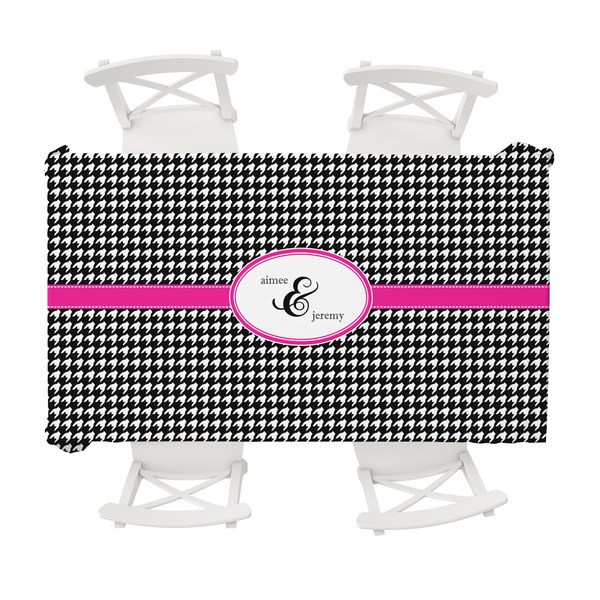 Custom Houndstooth w/Pink Accent Tablecloth - 58"x102" (Personalized)