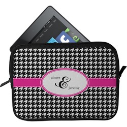 Houndstooth w/Pink Accent Tablet Case / Sleeve - Small (Personalized)