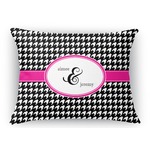 Houndstooth w/Pink Accent Rectangular Throw Pillow Case - 12"x18" (Personalized)