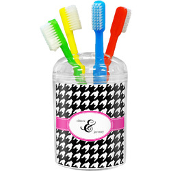 Houndstooth w/Pink Accent Toothbrush Holder (Personalized)