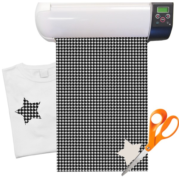 Custom Houndstooth w/Pink Accent Heat Transfer Vinyl Sheet (12"x18")