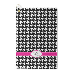 Houndstooth w/Pink Accent Waffle Weave Golf Towel (Personalized)