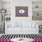 Houndstooth w/Pink Accent Wall Hanging Tapestry - IN CONTEXT