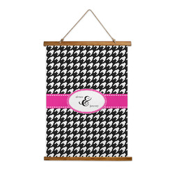 Houndstooth w/Pink Accent Wall Hanging Tapestry - Tall (Personalized)