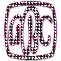 Houndstooth w/Pink Accent Monogram Decal - Small (Personalized)