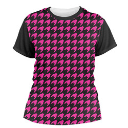 Houndstooth w/Pink Accent Women's Crew T-Shirt - Small
