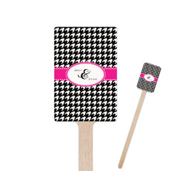 Houndstooth w/Pink Accent 6.25" Rectangle Wooden Stir Sticks - Single Sided (Personalized)