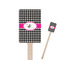 Houndstooth w/Pink Accent Wooden 6.25" Stir Stick - Rectangular - Closeup