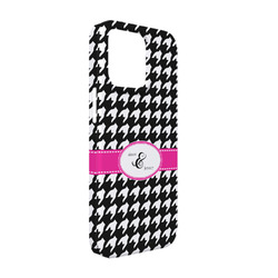 Houndstooth w/Pink Accent iPhone Case - Plastic - iPhone 13 (Personalized)