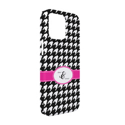 Houndstooth w/Pink Accent iPhone Case - Plastic - iPhone 13 Pro (Personalized)