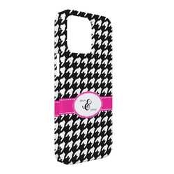 Houndstooth w/Pink Accent iPhone Case - Plastic - iPhone 13 Pro Max (Personalized)