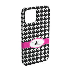 Houndstooth w/Pink Accent iPhone Case - Plastic - iPhone 15 (Personalized)