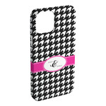 Houndstooth w/Pink Accent iPhone Case - Plastic - iPhone 15 Plus (Personalized)